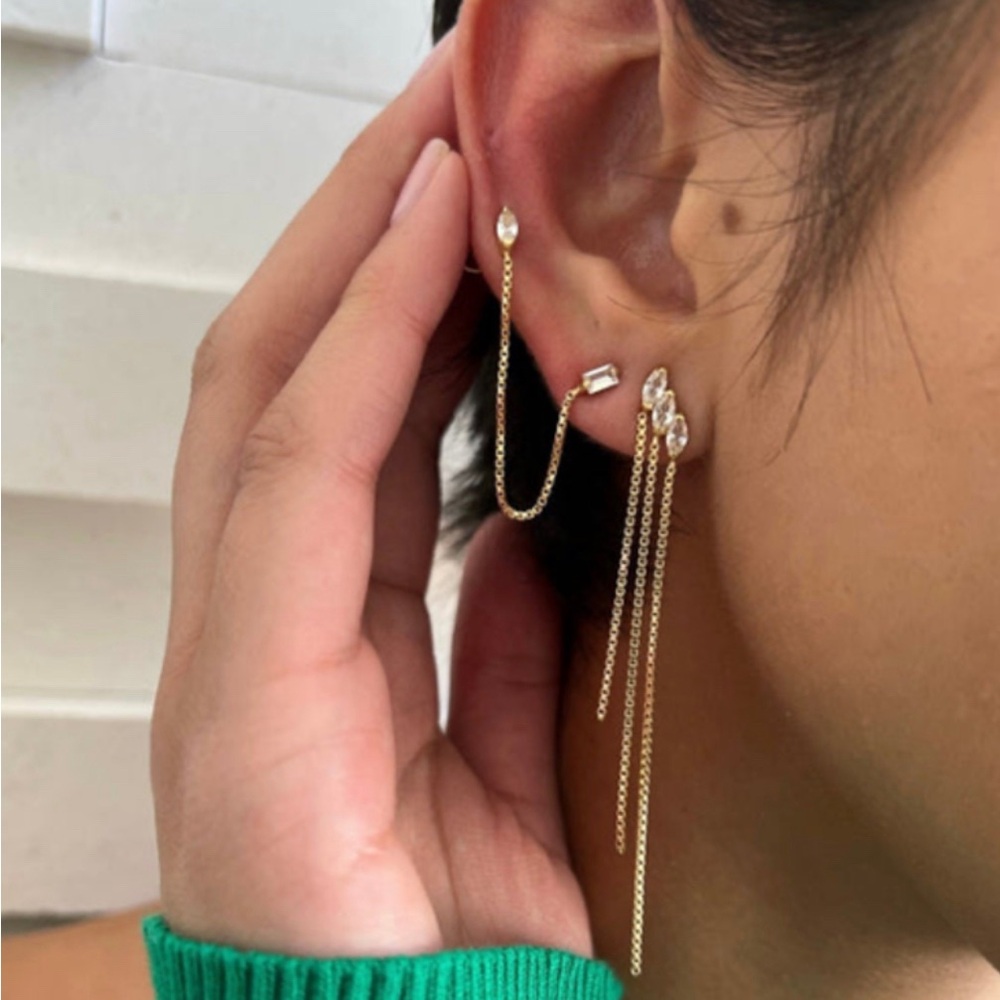 NWT Jennifer Zeuner 14K Viola Chain Earrings